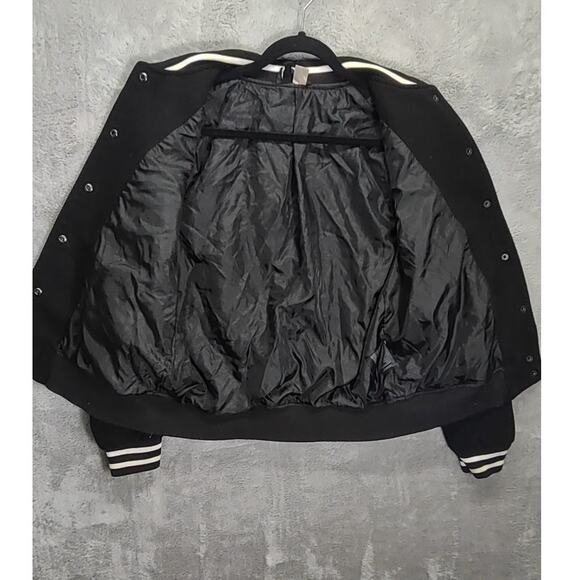 H&M Divided Womens Bomber Varsity Goth Rock Size 12 Button Down Jacket - Picture 4 of 10